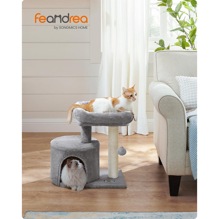 Дряпка для котів Feandrea PCT50W, кігтеточка з сизалю, кімнатна, сіра, з платформою