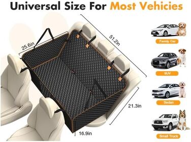 Автомобільний чохол на сидіння для собак, великих порід, чорний. Захист заднього сидіння, підходить для SUV, позашляховиків та вантажівок