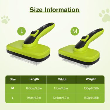 Щітка для собак з довгим хутром Pecute, щітка для котів, щітка для домашніх тварин, самоочисна вичасувальна щітка, гребінець для собак Pecute, м'яко видаляє підшерсток, масажна щітка для догляду за шерстю котів та собак з короткою шерстю