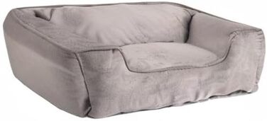 Ліжко для собак Lionto 2-в-1 з комфортним входом, м'яке домашнє ліжко для тварин, підходить для собак та котів, 80x60 см, подушка для собак у легкому догляді з ефектом замші, сірий L 80 x W 60 x H 26 см Темно-сірий/Світло-сірий