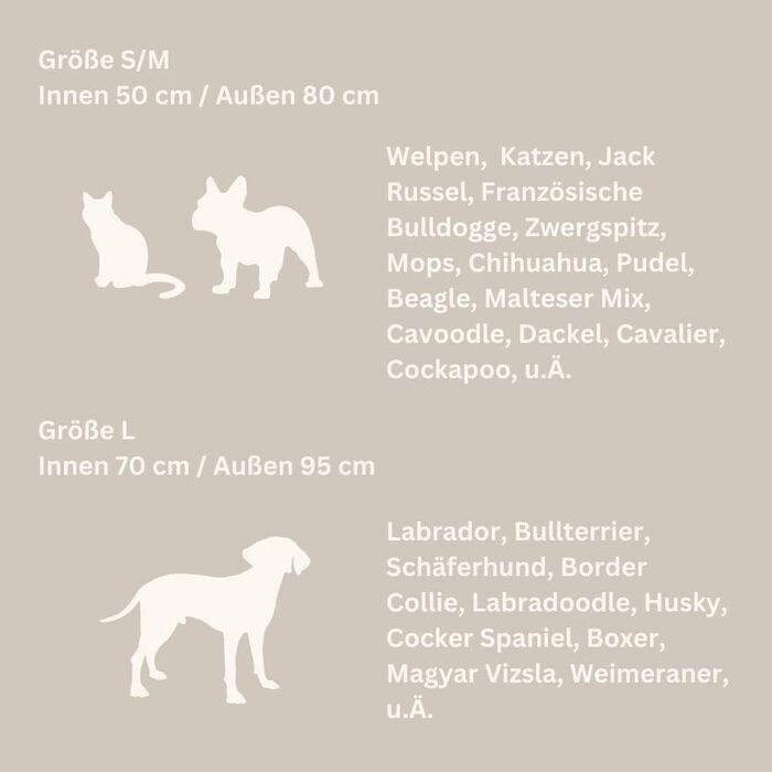 Крісло-лежанка для собак Holly Hundebett: міцний, зручний, з м'якої тканини Bouclé, Cocoon Design, підтримка шиї та хребта (S/M, кремовий)