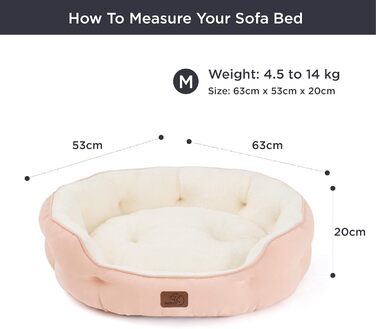 Кругле ліжко для собак Bedsure, рожеве, 63x53x20 см, для котів та собак, з антиковзною основою