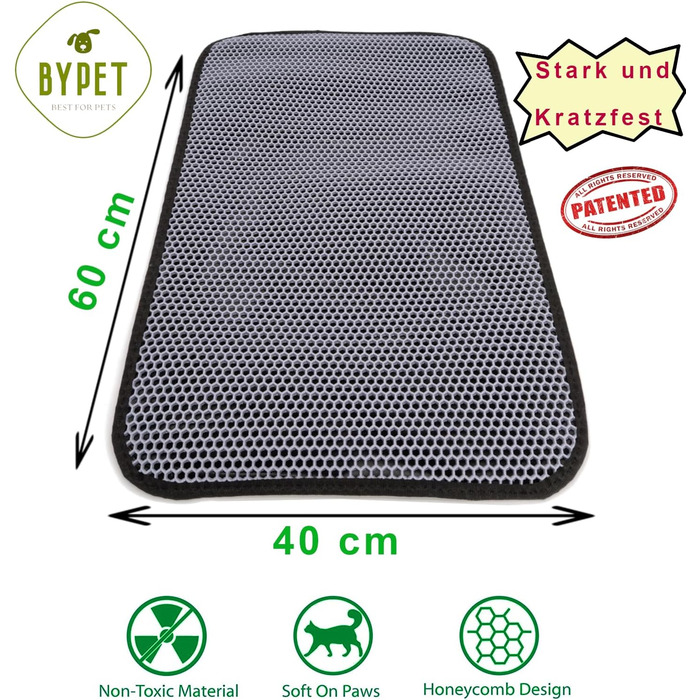 Килимок під лоток для котів BYPET, 58 см, круглий, вологостійкий, з дизайном 