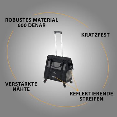 Переносна переноска для собак та котів Ferplast Voyager Trolley, 15 кг, 46x26x48 см, білий/чорний колір
