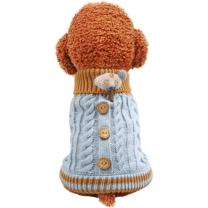 Теплий зимовий пуловер для собак Doubleer - тепла жилетка, м'який в'язаний светр для маленьких та середніх собак (рожевий, синій, жовтий)