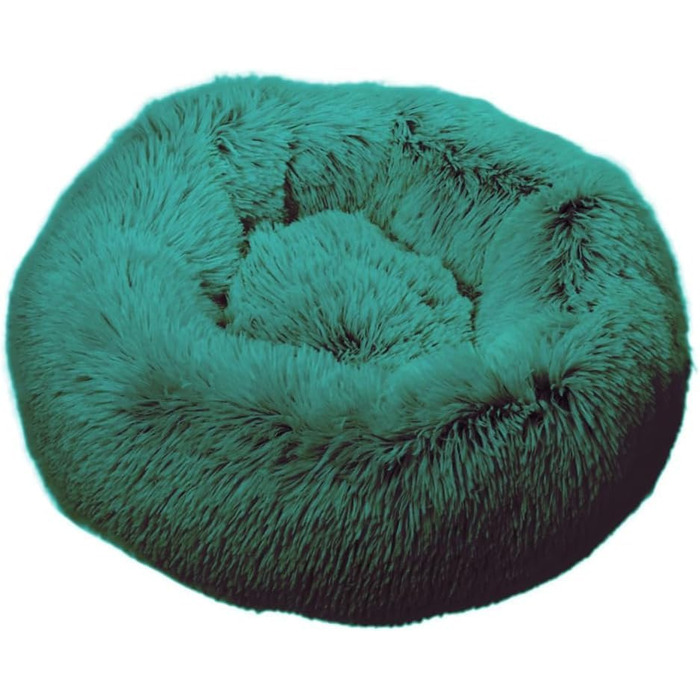Ліжко для собак і котів Grand Filippo Fluffy 50 см, машинне прання, ручна робота, кругле, зелений, пухнасте