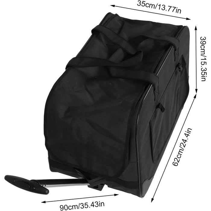 Транспортна переноска для собак, складана, велика, з колесами та телескопічною ручкою. Підходить для котів та собак вагою до 17,5 кг (чорна)