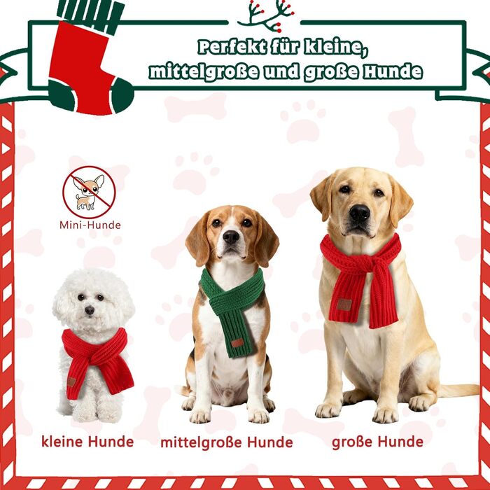 Новорічна шапка для собак та костюми для собак на Різдво. Шапка та шарфи для собак великих та середніх порід (червоний та зелений шарф)