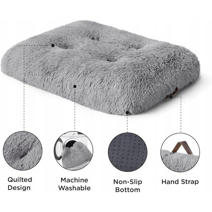 М'яке ліжечко для собак, сіре, 70 см x 50 см