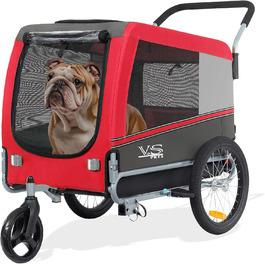 Візок для собак Tiggo VS Pets 2-в-1: візок та велопричіп, для собак до 35 кг, об'єм 270 л (червоний)