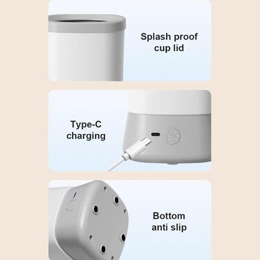 Мийка для лап собак, портативна, двошвидкісна, анти-розбризкування, для подорожей та кемпінгу (сіра)