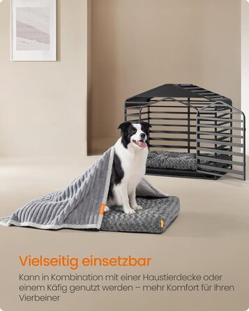 Ліжко для собак Feandrea XL, м'яке килим-матрас для великих собак, 110 x 73 см, сірий, PGW293GN01