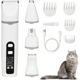 Електричний триммер для собак: LED-підсвітка, сталь, для догляду за лапами, вухами та обличчям