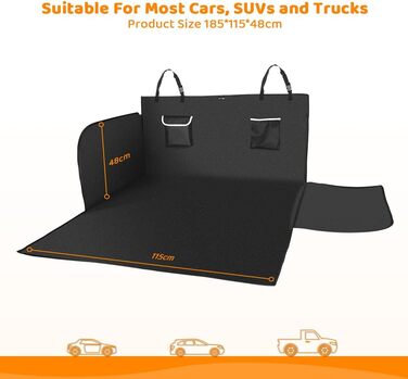 Захисний килимок у багажник для автомобіля для тварин KYG, чорний (XL+ 2 кишені)