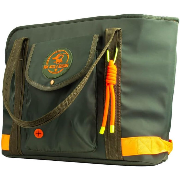 Сумка для собак Dog with a Mission | Переноска для собак | Сумка-переноска для тварин | Зелена/Помаранчева | 47 x 34 x 20 см