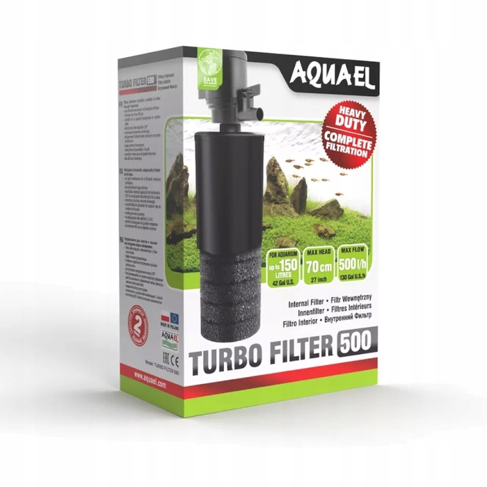 Внутрішній губковий фільтр Aquael Turbo Filter 500 (біологічна та механічна фільтрація)