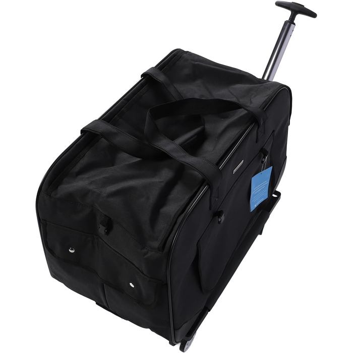 Транспортна переноска для собак, складана, велика, з колесами та телескопічною ручкою. Підходить для котів та собак вагою до 17,5 кг (чорна)