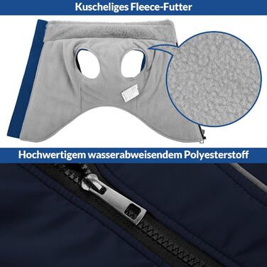 Зимовий теплий одяг для собак Konvinit: куртка з підкладкою з флісу, світловідбиваючі елементи, для собак середніх розмірів, розмір M, зелений/синій (M: обхват грудей 53 см)