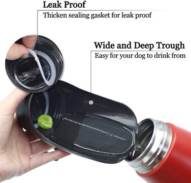 Фляга для води для собак VIVAGLORY Pawhike, 750 мл, нержавіюча сталь, портативна