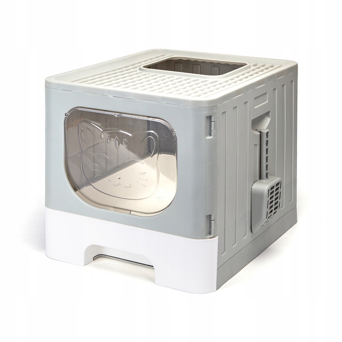 Відкритий лоток для котів Nobleza, сірий, з ручкою, 48,5 см x 38,5 см x 38,2 см