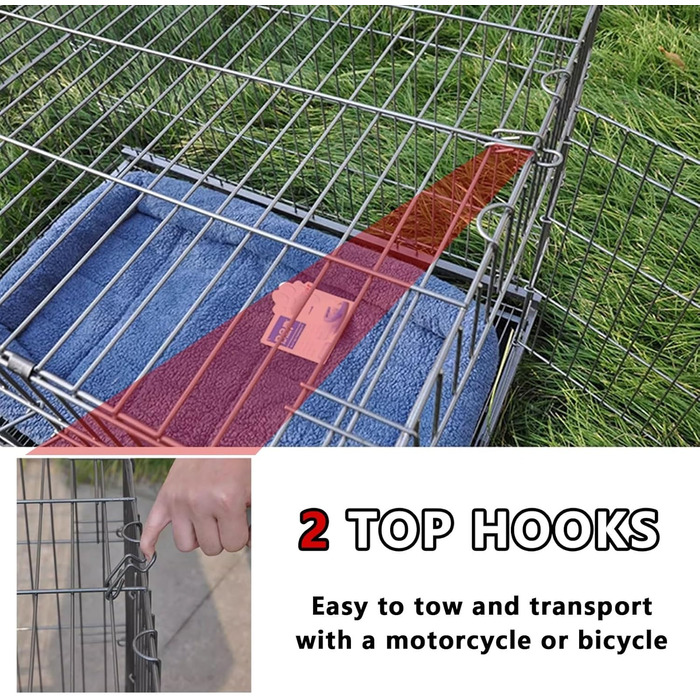 Клітка для собак великих порід, переноска для собак, дорожній вольєр з колесами та 2 дверцятами, велика переноска для тварин, металева клітка для собак