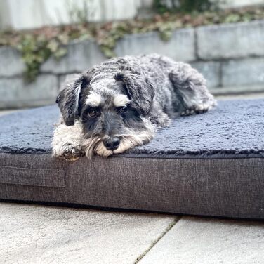 Ортопедичний килимок для собак Bobby, віскоеластична піна, знімний чохол, плюшеве хутро XL: 120x75 см, антрацит