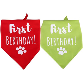 Яскравий бандана на день народження для собак, трикутник, двошаровий, для маленьких, середніх та великих собак (червоний + фруктовий зелений)