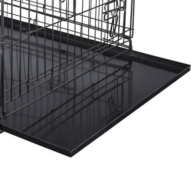 Клітка для собак Relaxdays, для дому та автомобіля, HBT: 87 x 122 x 80 см, складана собача будка з дном, 2 двері, ручка, сталь, чорна L 80 x B 122 x H 87 см