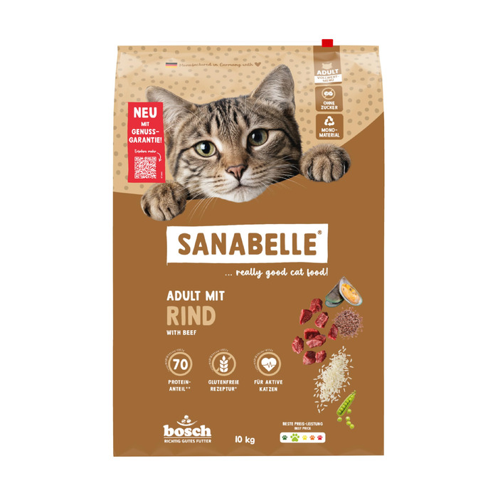 Сухий корм для дорослих котів Sanabelle Classic з яловичиною, від 12 місяців, 10 кг