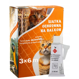 Захисна сітка на балкон для котів 3x6 м — комплект із кріпленнями та клеєм