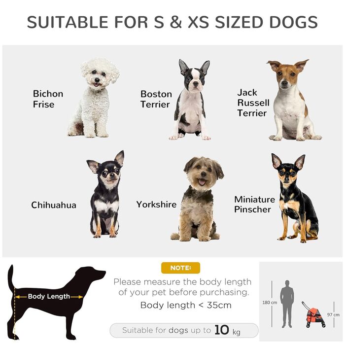 PawHut Складаний візок для собак та дітей з регульованим дахом, кишенею та 2 повідками, з оксфордської тканини та сталевим каркасом, 82x47x97 см, сірий та чорний (Rosso)