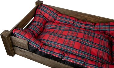 Гіркий корзина для собак Kistenkolli Altes Land Winston XL з дерева та подушкою, 100x60x25 см, вінтажний дизайн, колір палісандр (червоний)