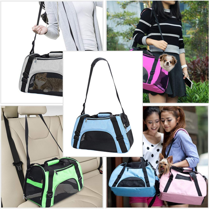 Транспортувальна сумка для тварин (кіт, собака, кролик, хом'як) - 47x27x28 см, до 5 кг, фіолетовий колір