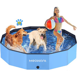Складаний басейн для собак Meowant 160×30 см, велика портативна ванна з ПВХ, нековзкий дитячий та собачий басейн для вулиці без насоса