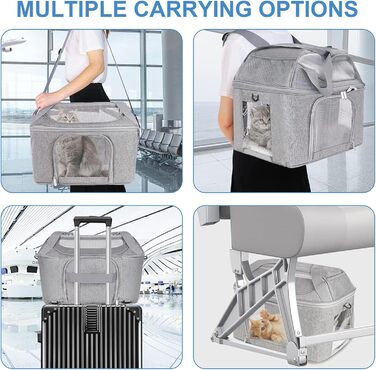 Транспортна переноска для котів та собак, складана переноска-мішок, переноска для тварин з регульованим плечовим ременем, схвалена авіакомпаніями