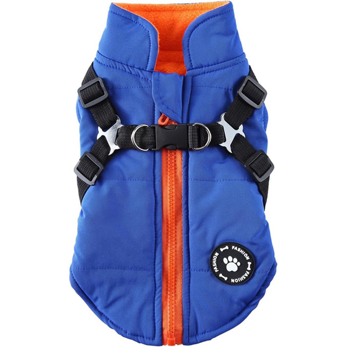 Зимова куртка для маленьких собак: тепла, вітро- та водонепроникна, двостороння куртка для собак з блискавкою, зелена (блакитна, S)