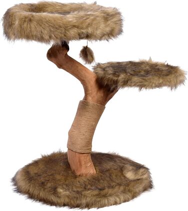 Котячий будиночок Dobar Jimmy з натурального дерева - когтеточка з джуту, іграшковий м'ячик, Ø 50 x 72-82 см, коричневий