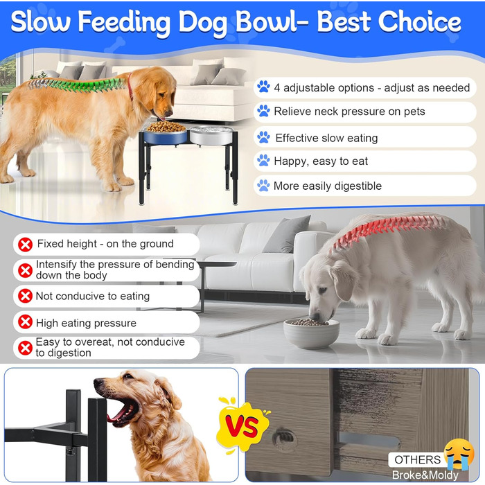 Підставка для корму для собак, регульована по висоті, металева, Quadrangle