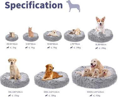 Кругле ліжко для собак та котів, Deluxe, сірий колір, Ø 60 см, зручне та миється