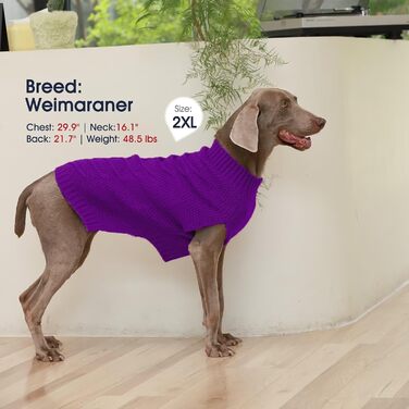 Теплий зимовий пуловер для собак IECOii, теплий пуловер для собак середнього та великого розміру, флісова куртка для собак, зимовий одяг для собак, світшот для собак (Medium, фіолетовий)