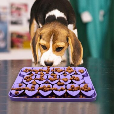Силіконова килимок-нюхалка для цуценят та котів, повільне годування, годівниця-іграшка для сухого та вологого корму, тренування тварин, стимулює природний пошук їжі, знімає стрес та надмірне слиновиділення (фіолетовий)