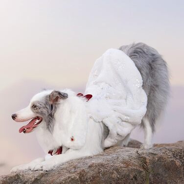 Біле собаче плаття FLAdorepet для великих собак, дівчаток, святкове (Великдень, Новий рік), теплий зимовий костюм, 7XL (Обхват грудей 90 см, Вага 29-36 кг)