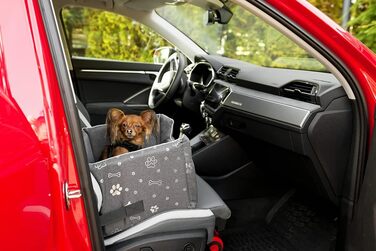 Автокрісло для собак Boutique Zoo | М'яке автокрісло для собак, котів та інших тварин | На заднє сидіння, пасажирське сидіння | Лежанка для собак, переноска для собак | Поліестер, штучна замша | Колір: Сірий | Розмір: M (47x40 см)