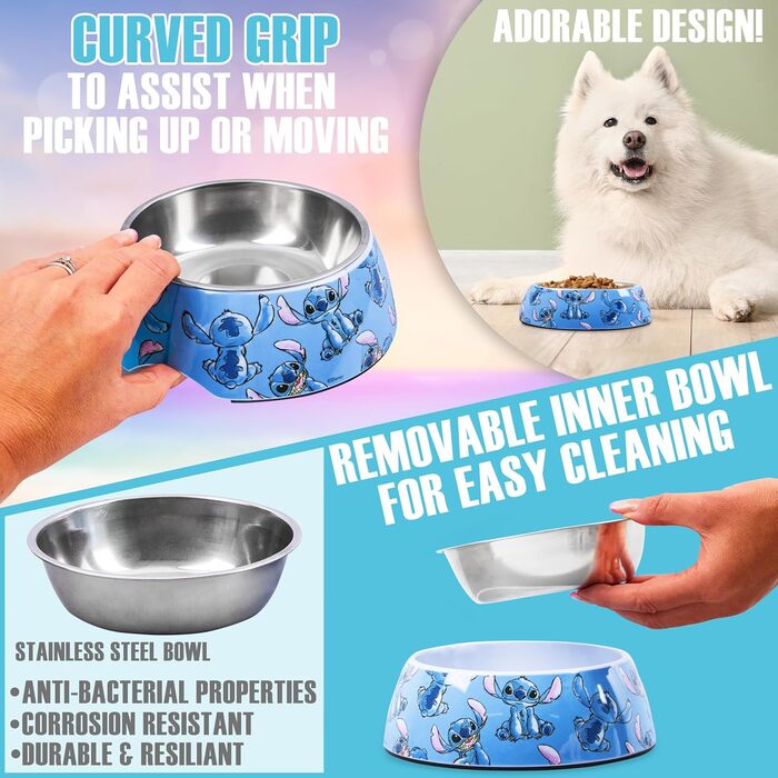 Набір іграшок та мисок для собак Disney Stitch та Baby Yoda (Зелений/Синій)