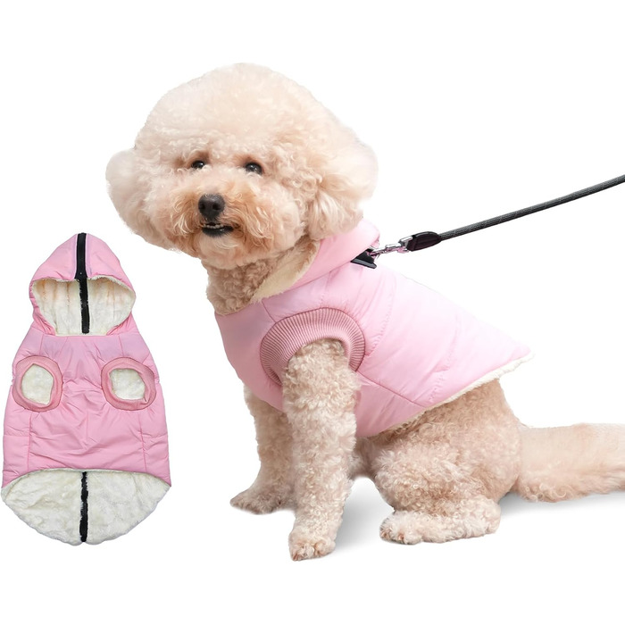 Теплий пуловер для собак Vecomfy з інтегрованим шлейкою, рожевий, XS (для маленьких собак та цуценят)