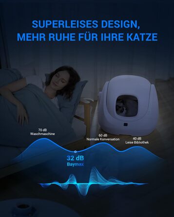 CATLINK Baymax: автоматичний туалет для котів 70л, XXL, 7-рівневий захист від протікання, керування через додаток, розпізнавання кількості котів, білий