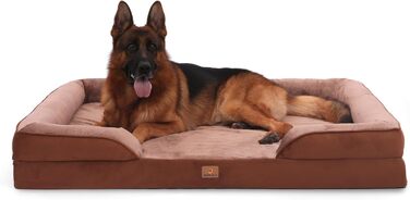 Ортопедичне ліжко для собак великих порід, ергономічне диван-лежанка з піною у формі яйця, водонепроникне, неслизьке, 134x106 см, сіро-коричневий колір