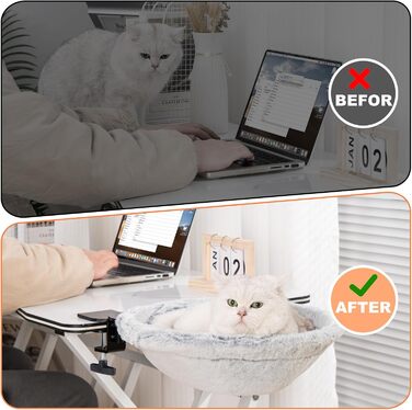 Крісло-гамак для котів Uross - 360° обертання та регулювання висоти, м'яке ліжко для котів з 2 знімними чохлами, для дому та офісу, цілорічне використання (Сірий)