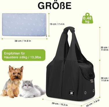 Сумка-переноска для собак та котів ALLSOPETS, чорна, для подорожей та відпочинку на природі