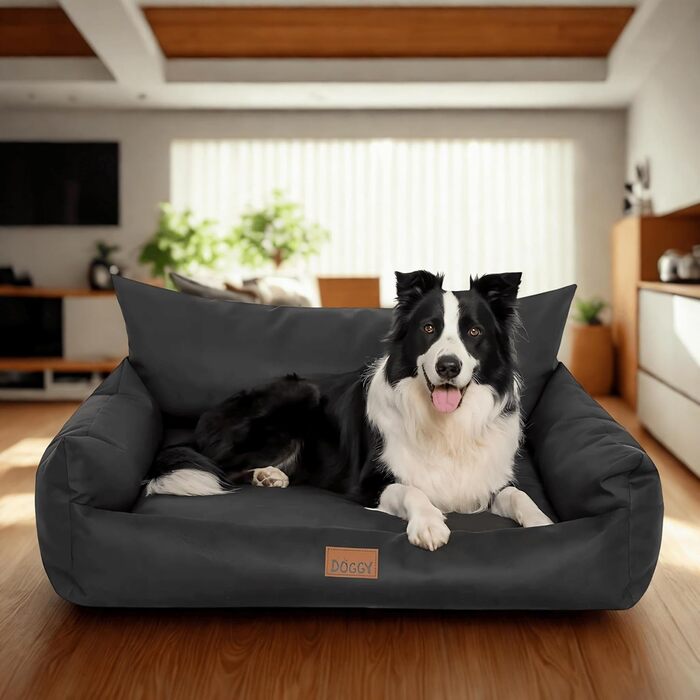 Водонепроникне ліжко для собак великих порід, ліжко-софа для собак середніх порід, ліжко Joker з винімним подушкою, чорне ліжко для собак Oeko-Tex 106x80 см, XXL
